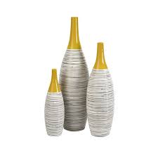 Mustard Ceramic Vases Set Of 3 Vase Set Contemporary Vases Vase