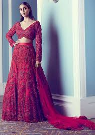 A wide variety of pink net fabric options are available to you, such as technics, use, and material. Buy Ruby Red Lehenga In Embellished Net Fabric With 3d Floral Pattern Online Kalki Fashion