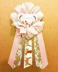 Boho Floral Baby Shower Pin Mommy To Be Pin Flower Ribbon Pin Baby Shower Corsage Floral Baby Shower Deer Baby Showers