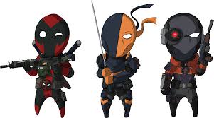 True, deadpool is stronger than deathstroke, has a teleporation device, and wields a superior healing factor. Download Marvel Dc Deathstroke Vs Deadpool Vs Deadshot Deadpool Death Stroke And Deadshot Png Image With No Background Pngkey Com