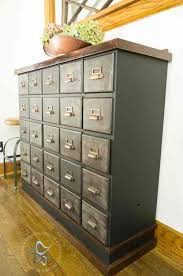(find more inspiration for diy card catalogs and industrial storage makeovers here.) Vintage Apothecary Cabinet Makeover Designed Decor