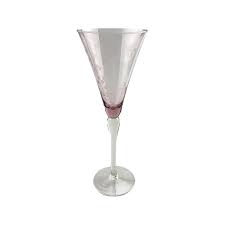Baccala Etched Wine Glass Pink