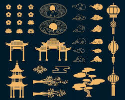 download asian decorative elements set for free in 2020 elements vector free asian design