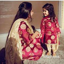 Also, dresses can be sewn from one fabric or be complemented by similar. Mother Daughter Matching Dresses Indian Lehenga Mother Daughter Duo Kids Indian Lehenga Lengha Kids Indian Dresses In 2021 Mother Daughter Matching Outfits Mother Daughter Dresses Matching Mom Daughter Matching Dresses