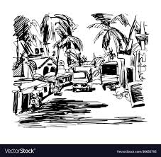 Original Black And White Digital Drawing India Vector Image
