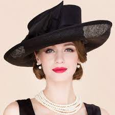 Elegant Lady Style Exaggerated Bow Decorated Formal Occasion Black Linen Church Hat Hats For Women Church Hats Elegant Hats