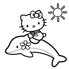 Disegno Di Hello Kitty Sul Delfino Da Colorare Per Bambini