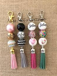 Sister Love Beaded Tassel Etsy Beaded Keychains Bubblegum Beads Craft Charms