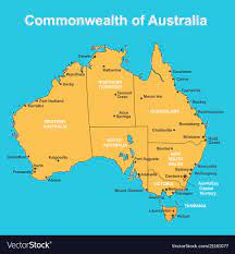 Australia Main Cities Map Map Of Australia With Major Towns And Cities Vector Image