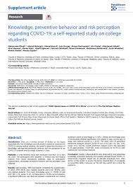 Pdf Knowledge Preventive Behavior And Risk Perception Regarding Covid 19 A Self Reported Study On College Students