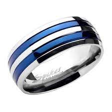 Blue Titanium Wedding Ring Men S 8mm Wide Band Electric Blue Striped Wedding Ring F Rings Mens Wedding Bands Titanium Rings For Men Titanium Wedding Band Mens