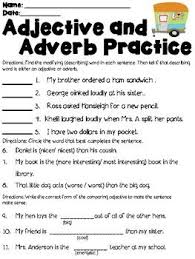 This Worksheet Provides A Great Review Before The Adjective And Adverb Assessment Questions Are Mirrored After The Assessm Adjectives Adverbs Adverbs Practice