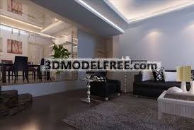 modern style living room 3d model