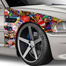 Selbstklebender holzoptik carbon folie auto klebefolie wrapping klebefolie. Sticker Bomb Cartoon Matt Auto Folie Car Wrapping Mit Luftkanalen Logos Marken Ebay