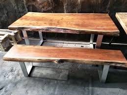 This set is comfortable and easy to clean. Modern Acacia Wood Live Edge Dining Table And Bench Set Rs 36500 Piece Id 22267398088