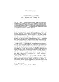 Pdf Begging The Question As A Pragmatic Fallacy