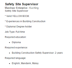Contextual translation of site supervisor into malay. Oil Gas Vacancies Safety Site Supervisor Kuching