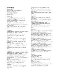 The music of this brand new song is also given by taylor swift herself. Willow Taylor Swift Song Lyrics Studocu
