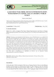 We did not find results for: Pdf A Japanese War Crime Human Experimentation With Poison In Taiping Malaya During World War Ii