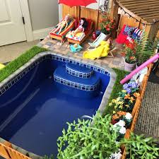 Doll Swimming Pool Girls Hanging Poolside Miniature Scene Diorama Barbie House Furniture Diy Barbie House Doll Furniture Diy