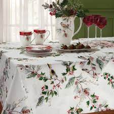 Lenox Winter Song Oblong Rectangle Tablecloth Off White Local Home Store Christmas Table Cloth Table Cloth Table Linens
