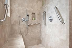 Walk in shower featuring the invisia accent ring. All Access Pass Showers Remodeling
