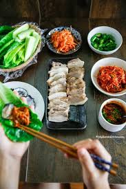 Imagine succulent sauteed beef seasoned with green onions, nutty sesame . Bossam Korean Pork Lettuce Wraps My Korean Kitchen