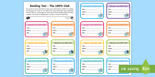 100 Reading Club Mini Certificates Accelerated Reader Ar