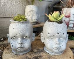 Concrete Demon Head Planter Decoration Garden Bookend Tea Light deiter
