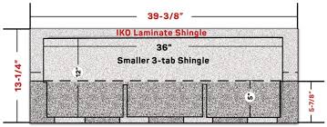 iko shingle dimensions chart to compare asphalt shingle