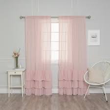 Best Home Fashion Pink Faux Linen Rod Pocket Room Darkening Curtain 52 In W X 84 In L Set Of 2 Yg 40 Rdp Npip Ruff Bottom 84 Pink The Home Depot Ruffle Curtains Pink Ruffle Curtains Pink Curtains