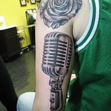 Grey rose flower and microphone tattoo by tamar thorn. Photos At Scottish Rose Tattoo 1 Tip