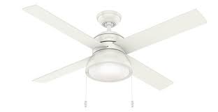 Indoor low profile fresh white ceiling fan with led light kit and remote. Hunter 52 Loki Fresh White Ceiling Fan With Light Model 54151 Dan S Fan City C Ceiling Fans Fan Parts Accessories