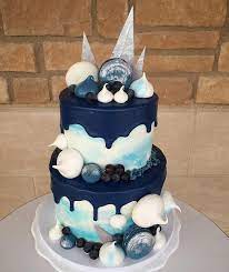 Beautiful Navy Light Blue And White Drip Cake For A Baby Shower Flourshoptx Drip Cakes Novelty Birthday Cakes Cake