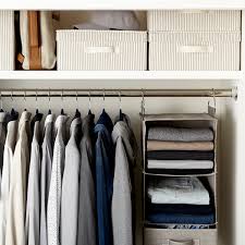 Keep your closet neat and organized with a closet organizer. Men S Small Closet The Container Store