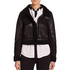 Michael Michael Kors Cropped Shearling Leather Aviator Jacket 1 195 Liked On Polyvore Featuring Outerw Clothes Design Leather Jacket Long Sleeves Jacket