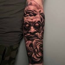 Black And Grey Realism Tattoo Artists London Black And Grey Realistic Zeus Antalya Sculpture Sleeve London Uk Blackandgreytattoos Realistictattoos Sle Black And Grey Tattoos Portrait Sleeve Tattoos