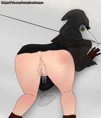 1girls crazyhamburger female hood mask plague doctor rule 63 scp-049  scp foundation slap wet pussy white background 