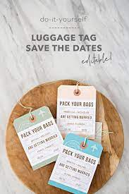 These Diy Destination Wedding Save The Date Luggage Tags Are The Cutest Diy Destination Wedding Destination Wedding Save The Dates Diy Save The Dates