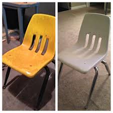 Vintage School Chair Makeover Krylon Plastic Paint Krylon Mirror Paint Vintage School Chairs Chair Makeover School Chairs