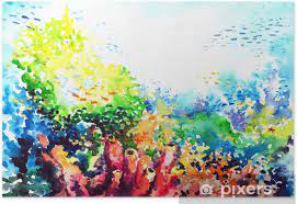 I got a request to paint a coral. Coral Reef Watercolor Painted Poster Pixers We Live To Change