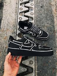 Nike Af1 Cartoon Black By Lilcustom In 2020 All Nike Shoes Diy Shoes Custom Painted Shoes