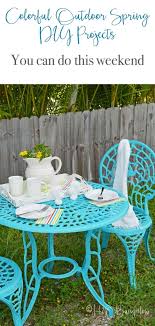 7 Colorful Spring Outdoor Diy Projects H2obungalow Painting Metal Outdoor Furniture Metal Outdoor Furniture Patio Furniture Makeover