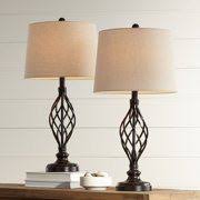 360 Lighting Modern Table Lamps Set Of 2 Stacked Crystal Ball Silver White Drum Shade For Living Room Family Bedroom Bedside Walmart Com Traditional Table Lamps Modern Table Lamp Table Lamp