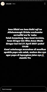 Innalillahi wa inna ilaihi roji'un. Innalillahi Wa Inna Ilaihi Rojiun Citra Kirana Bagikan Kabar Duka Sang Ayah Meninggal Dunia Mohon Dimaafkan Apabila Papa Ada Salah
