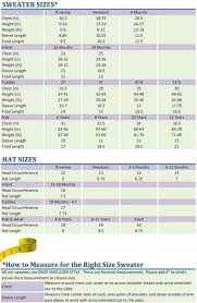 Sweater Size Charts Crochet Baby Mittens Baby Knitting