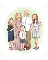 Two Five Members Family Portrait Birth Announcement Custom Etsy In 2021 Family Drawing Family Drawing Illustration Custom Family Portrait
