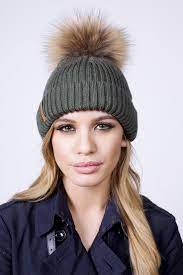 Womens Girls Winter Fleece Lined Cable Knit Hat Fur Hat Real Large Raccoon Fur Pom Pom Beanie Hats Cap Knitted Hats Fur Pom Pom Beanie Bobble Hats