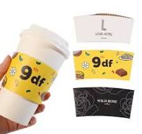 100% Recyclable Custom Logo Printed Disposable Paper Sleeve for Coffee Cup