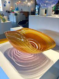 Hand Blown Bowl In Gold Hand Blown Glass Art Glass Blowing Blown Glass Vase
